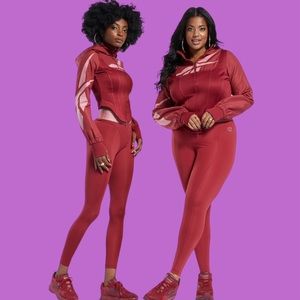 NWT Reebok Women's XL (14) Cardi B X Reebok Tights Leggings Triathlon Red NEW